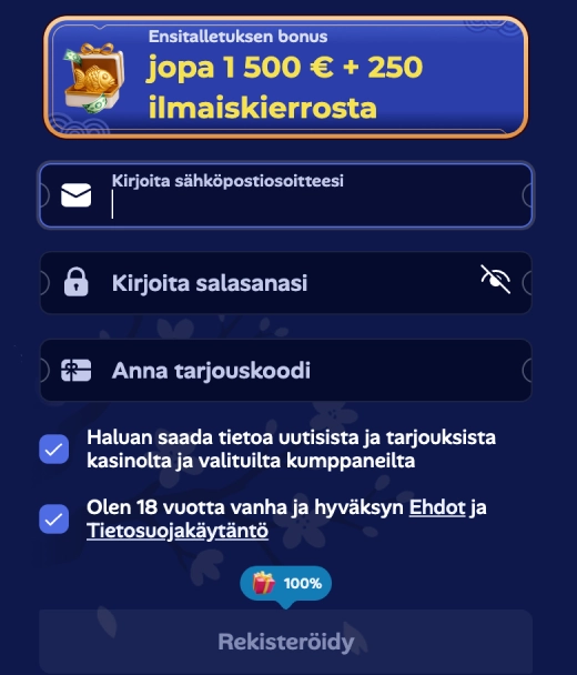 Näin rekisteröidyt Maneki Spin Casino